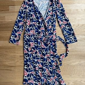 DVF Diane von Furstenberg NEW JULIAN TWO Floral Red Blue Wrap Dress size 2